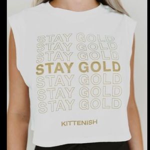 Kittenish Stay Gold Cropped Tank